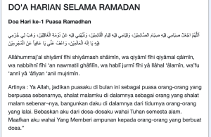 Doa Ramadhan Hari ke 1 sampai 30